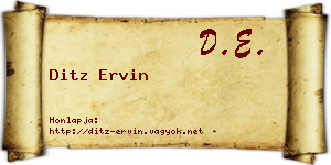 Ditz Ervin névjegykártya